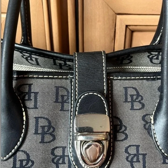 Dooney and Bourke Signature Small Double Handle Black and Gray Tote - Picture 3 of 11